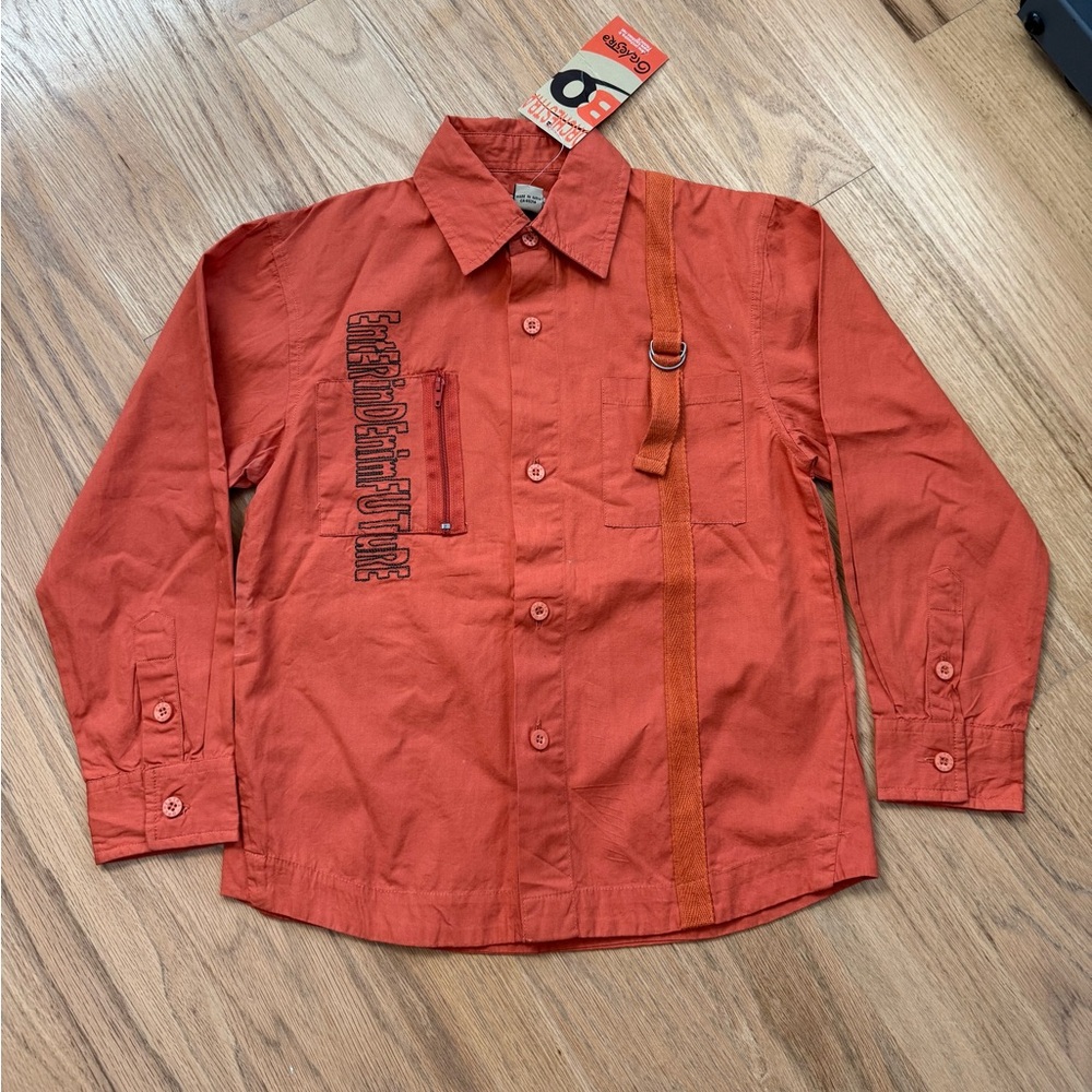 Orchestra Boys Dressy Cotton Shirt, Made in France, size 8, Orange